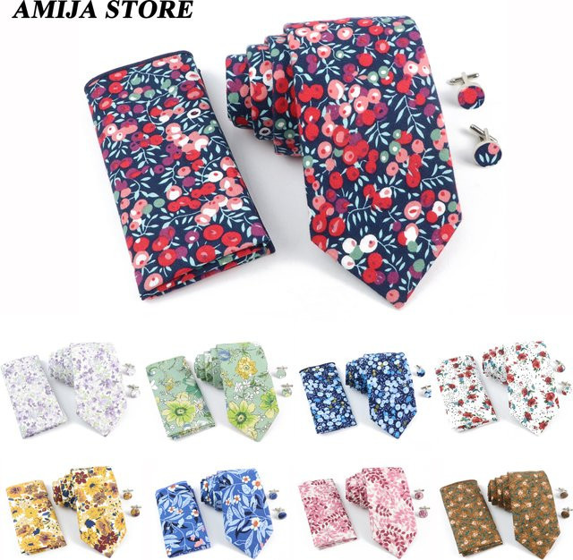 ZLQ&GOU Krawatte Set, Floral, Rosa, Herren - Bild 1