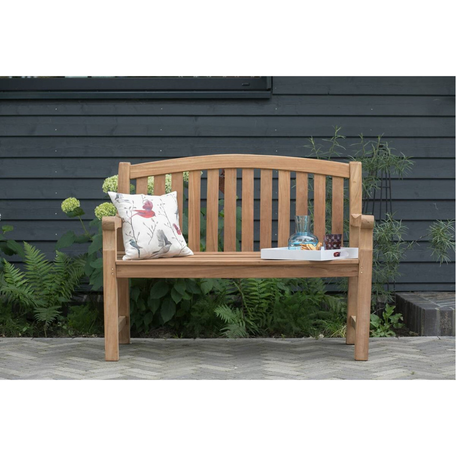 deVries Gartenbank Woodie aus Teakholz in Braun, 2-Sitzer mit Armlehnen, B/H/T: 120 x 94 x 57 cm - Bild 3