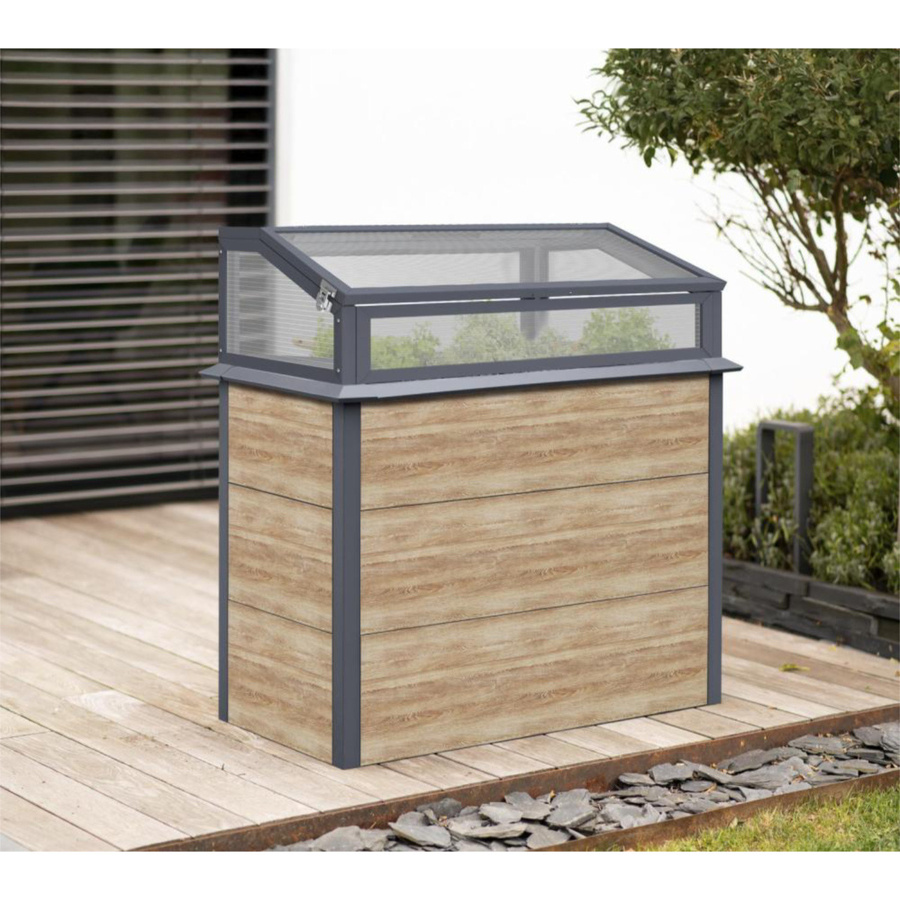 Westmann Metallhochbeet Primus-Multi Plus M mit Frühbeetaufsatz in Holzoptik Anthrazit B/T/H: 100 x 50 x 113 cm - Bild 4