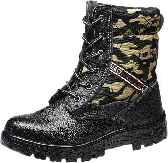 Shoekeeper Camouflage High-Top Arbeitsschutzschuhe aus Leder, bruchsicher und durchstichfest, Farbe: Schwarz/Multicolor, Größe: 38 - Bild 1
