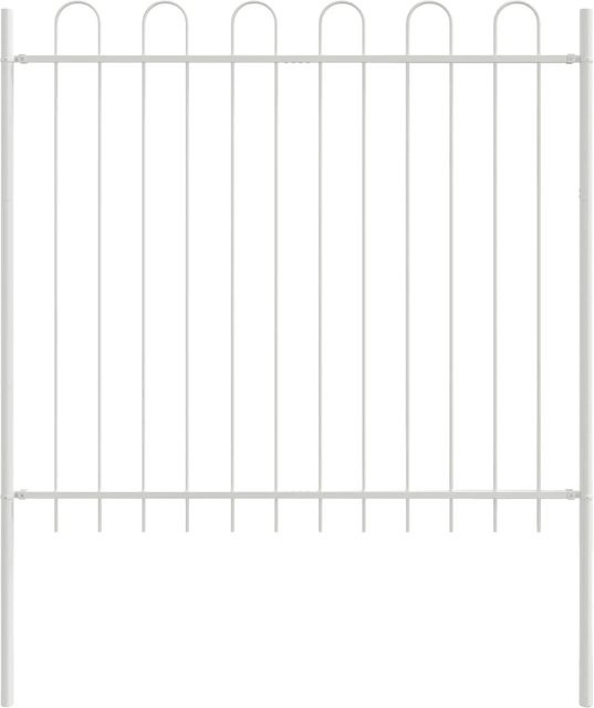 vidaXL Gartenzaun aus pulverbeschichtetem Stahl in Weiß, B: 510 cm, H: 80 cm - Bild 1