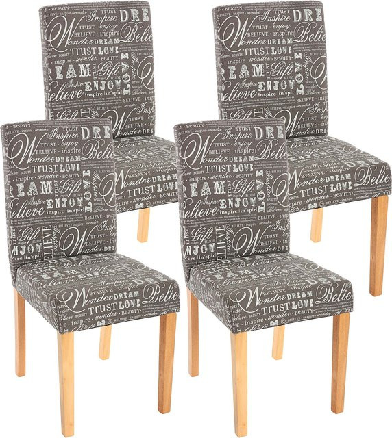 MCW Esszimmerstuhl Littau 4er-Set in Grau mit Textilbezug und Schriftzug - Bild 1