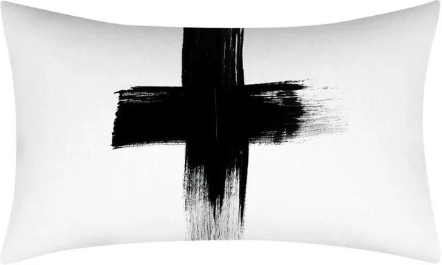 Rechteckige Kissenhülle JMG Clothing mit geometrischem Druck in Schwarz und Weiß, B/H: 50 x 30 cm - Bild 1