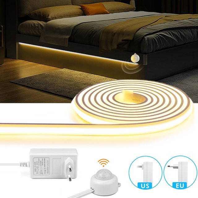 Lcamaw Neon Flex LED Streifen mit PIR Bewegungssensor, weißes Nachtlicht aus Silikon für das Schlafzimmer - Bild 1