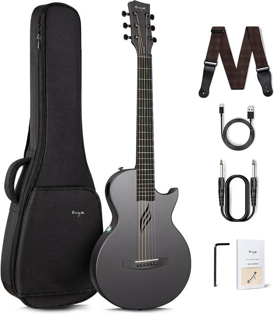 Enya NOVA GO SP1 35-Zoll Carbonfaser Akustik-Elektro-Gitarre mit Bluetooth und Effekten in Schwarz oder Weiß - Bild 1