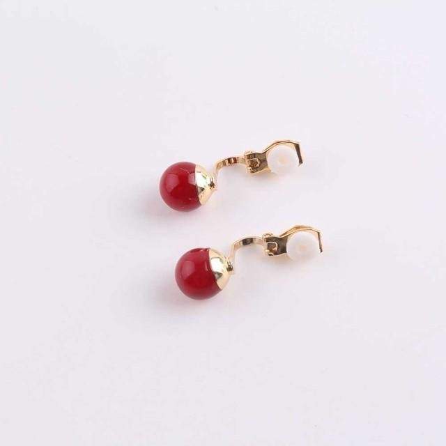 Wucifang Jewelry Clip-Ohrringe, simulierte Perle, rot, Damen - Bild 1