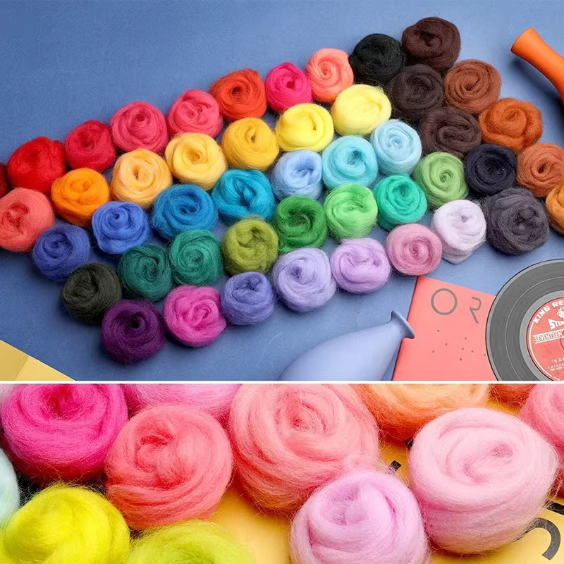 20-teiliges Nadelfilz-Set mit buntem Wollroving und Nadelfilzgarn für deine DIY-Bastelarbeiten - Bild 3