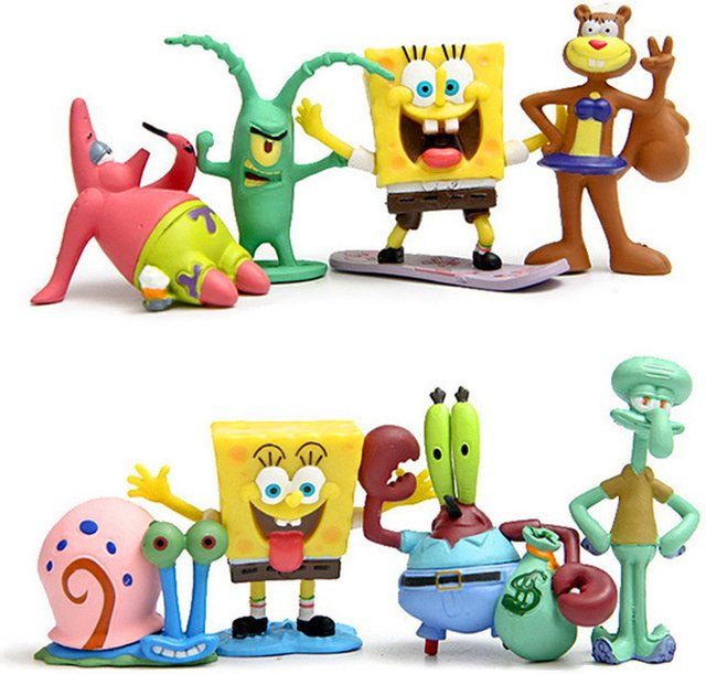 Potdemiel Spongebob Anime Figuren Set Patrick Star und Octopus Bruder als handgemachte Cartoon Modell Spielzeuge und Ornamente für Kinder in Multicolor - Bild 1