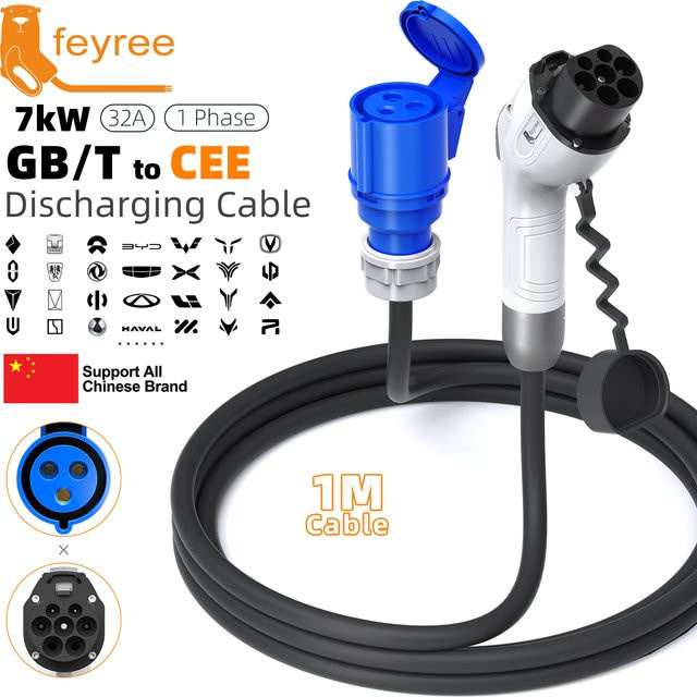 Feyree V2L Kabel Entladestecker für Elektroautos mit GBT-Anschluss und CEE-Steckdose, 32A Ladekabel für Outdoor-Stromstationen - Bild 1