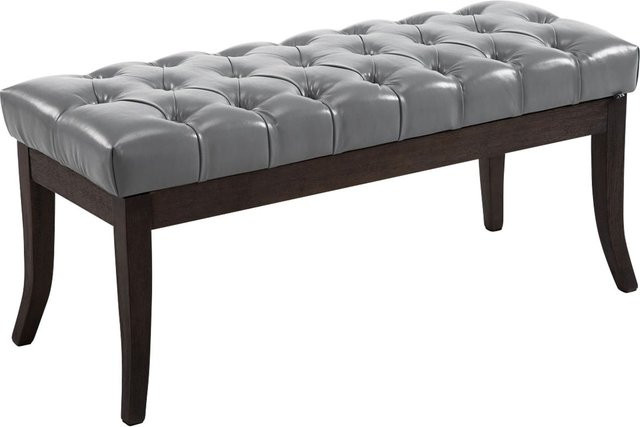 CLP Sitzbank Ramses Chesterfield aus Holz und Kunstleder in Grau mit Sitzhöhe: 46 cm - Bild 1