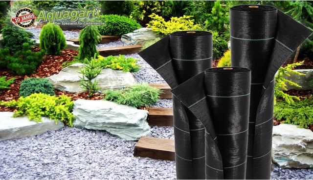 Aquagart Bodengewebe Unkrautfolie Mulchfolie Schwarz, 200 m², Breite: 2 m, Gewicht: 100 g/m² - Bild 1