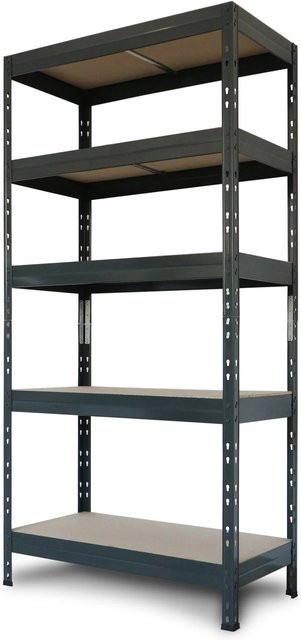 Ar Shelving Schwerlast-Steckregal Rivet in Anthrazit mit 5 Böden, H x B x T: 180 x 90 x 40 cm - Bild 1