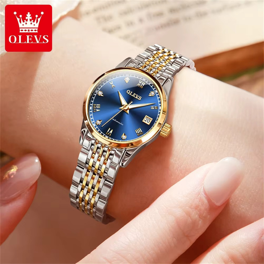 OLEVS Armbanduhr, Mechanisch, Edelstahl, Blau, Unisex - Bild 3