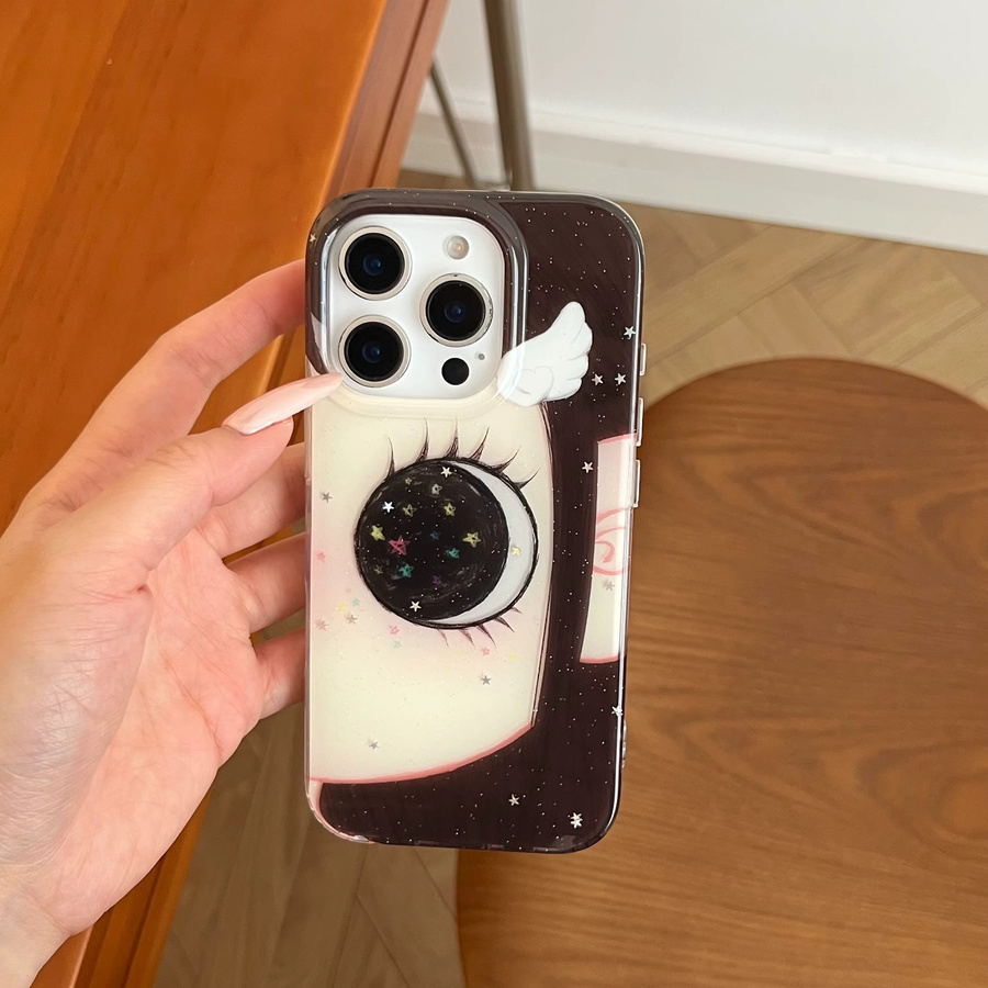 TROPLET Handyhülle im süßen Cartoon-Design mit glitzernden Augen für iPhone 11 bis iPhone 17 Pro Max Plus, Multicolour - Bild 3