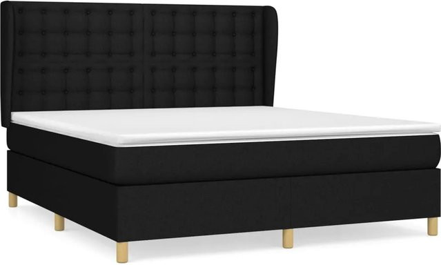 vidaXL Boxspringbett Hybrid mit Matratze und Taschenfederkern, Schwarz, B/T: 160 x 200 cm - Bild 1