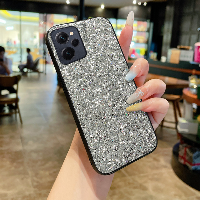 Glitzernde Xiaomi Handyhülle mit Strass in Weiß und Silber für Poco F6 F5 Pro X3 X4 X5 X6 X7 Pro 5G stoßfest und glänzend - Bild 1