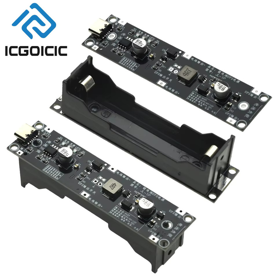 USB-C 18650 Boost-USV-Modul für 5V/9V/12V mit gleichzeitiger Ladung und Entladung in Schwarz für Raspberry Pi und Arduino - Bild 2