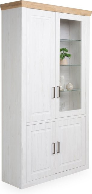 Vitrine HARPER MISAWA moderner Glasschrank in Weiß mit Glastüren und Regalböden, B/T/H: 118 x 40 x 210 cm - Bild 1