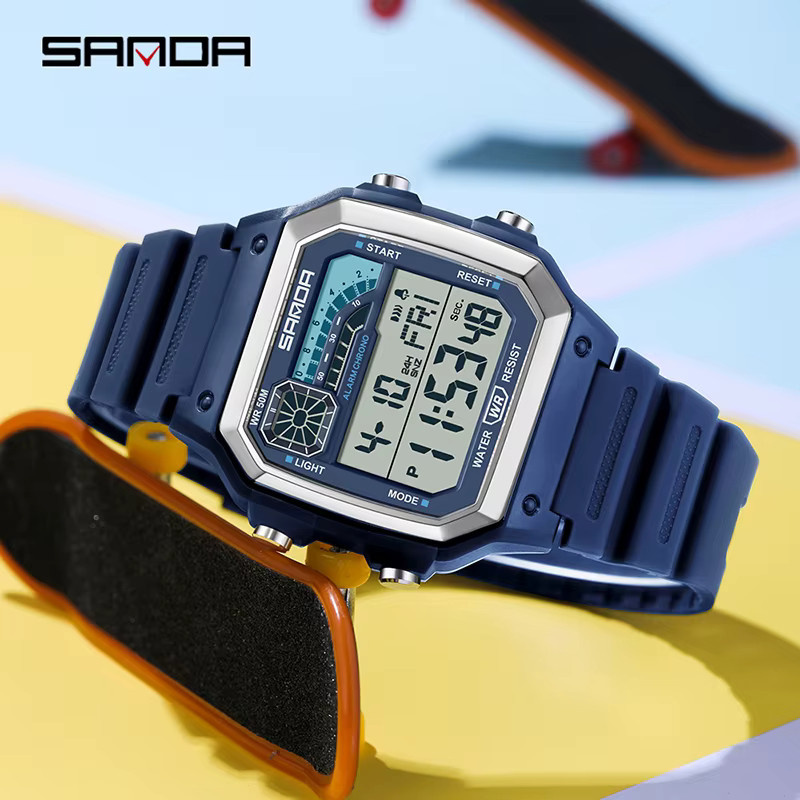 SANDA Digitaluhr, Herren, Schwarz, Kunststoff, Silikon, Wasserdicht - Bild 2