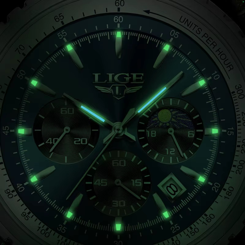 Lige Armbanduhr Chronograph, Quarz, Edelstahl, Silber, Herren - Bild 4