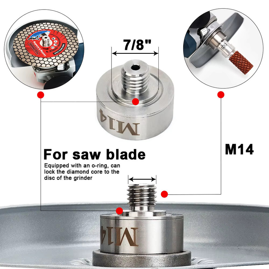 Casaverde Upgrade M14 X Lock Adapter für Diamantkernbohrer und Winkelschleifer Trennscheiben in Silber - Bild 2