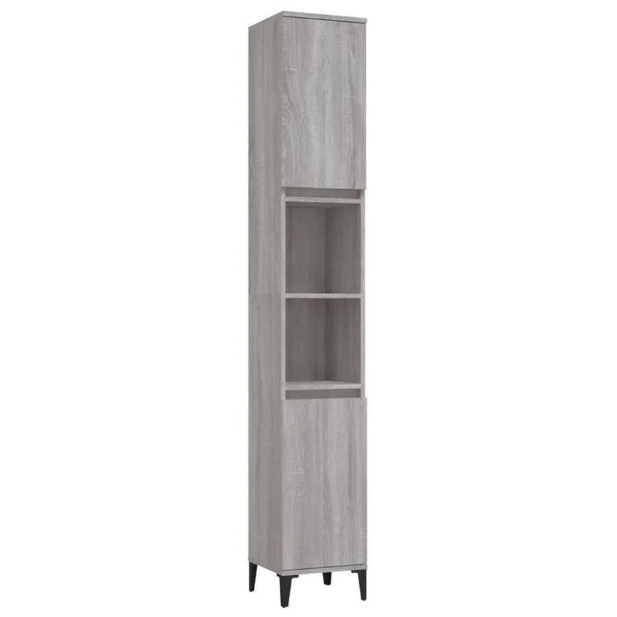 vidaXL Badschrank Sonoma Grau aus Holzwerkstoff mit Regalfächern, B/T/H: 30 x 30 x 190 cm - Bild 2