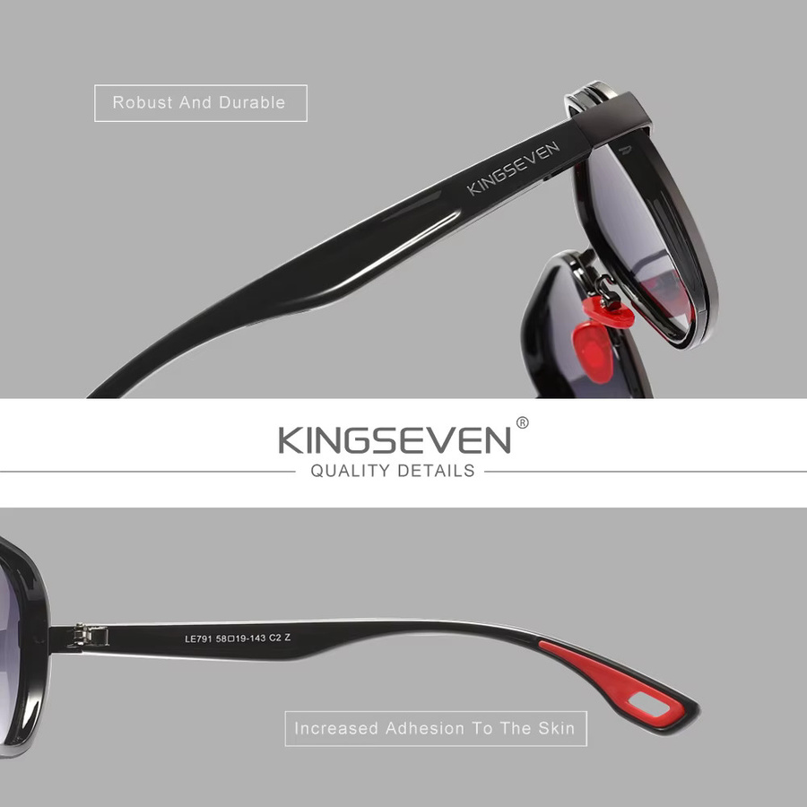 KINGSEVEN Sonnenbrille rund, Vollrand, schwarz, Unisex, polarisiert - Bild 2