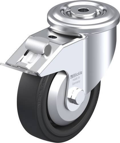 Blickle Lenkrolle LKR-POEV 125KA-FI-FA mit Feststeller in Schwarz und Silber, Rad-Durchmesser: 125 mm, Tragfähigkeit: 250 kg - Bild 1