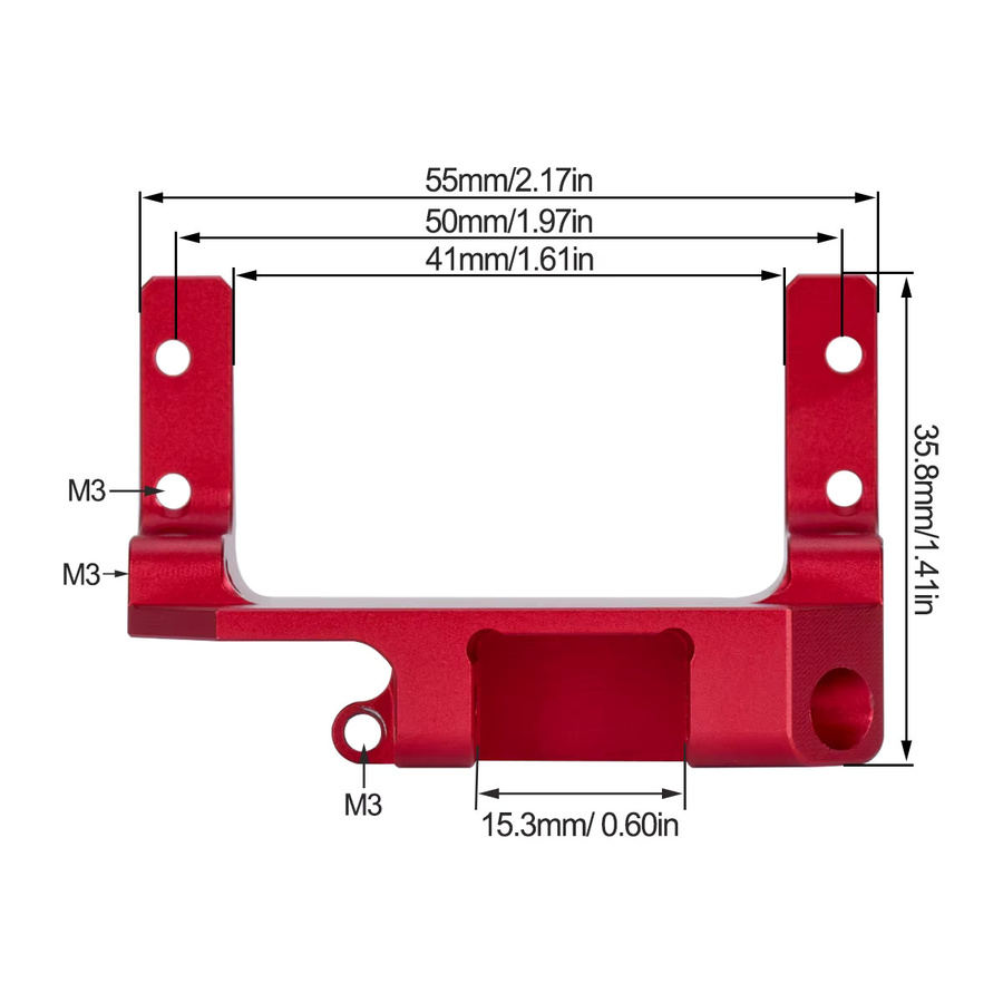 MALOM RC AR45P Portal-Achsen-Servohalterung 4-Gelenk-Aufhängung, Metall, Grau, Rot - Bild 3
