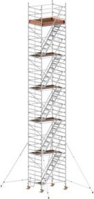 Hymer Treppen-Fahrgerüst aus Aluminium mit Ausleger in Silber, B/T: 190 x 150 cm, Reichweite: 12,4 m - Bild 1