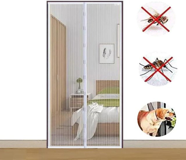 Binchi Outdoor Equipment Magnetisches Moskitonetz als Insektenschutz-Fliegengitter für die Tür, Weiß, B/H: 90 x 210 cm - Bild 1