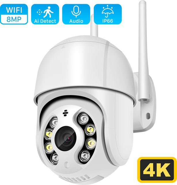 ANBIUX 8MP 4K PTZ WiFi IP Überwachungskamera mit 1080p, 4x digitalem Zoom, KI-Personenerkennung und Auto-Tracking, Weiß - Bild 1