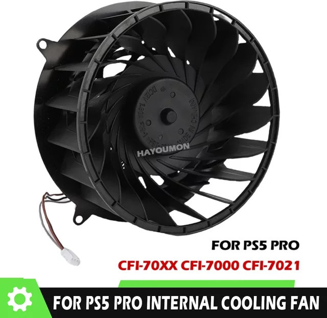 Sony Ersatz-Innenlüfter für PlayStation 5 Pro CFI-70XX CFI-7000 CFI-7021, 19 Flügel, DC 12V 1,80A, 3-Pin-Anschluss, Schwarz - Bild 1