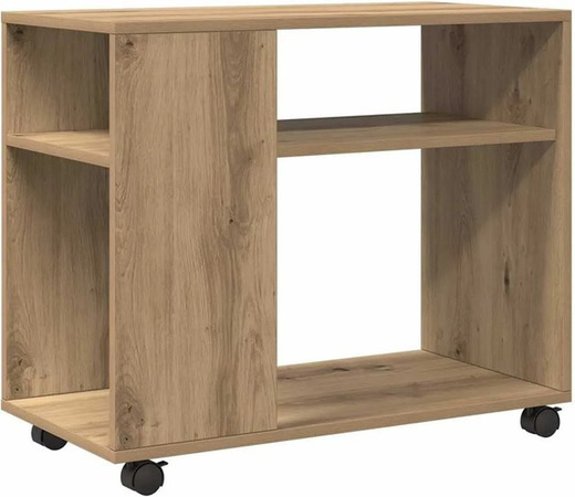 vidaXL Beistelltisch mit Rollen in Artisan-Eiche, braun, B/T/H: 70 x 35 x 60 cm
