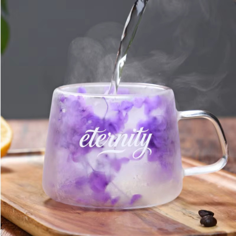 JUSTINLAU Doppelwandige Glastasse im floralen Design, Set aus 2 Bechern in Pink und Multicolour, hitzebeständige Kaffee- und Milchbecher aus Glas - Bild 2