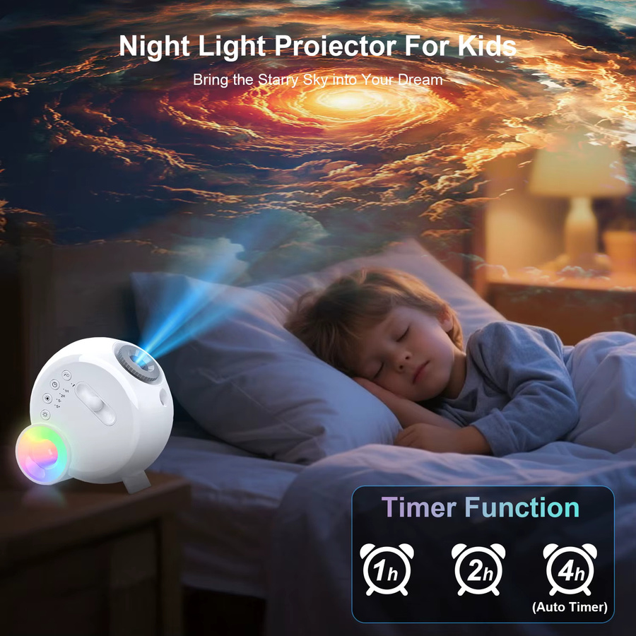 Visason Galaxy-Projektor mit einstellbarem Fokus, Planetarium-Deckenprojektor in Weiß für Schlafzimmer, Kinderzimmer und Partys - Bild 4