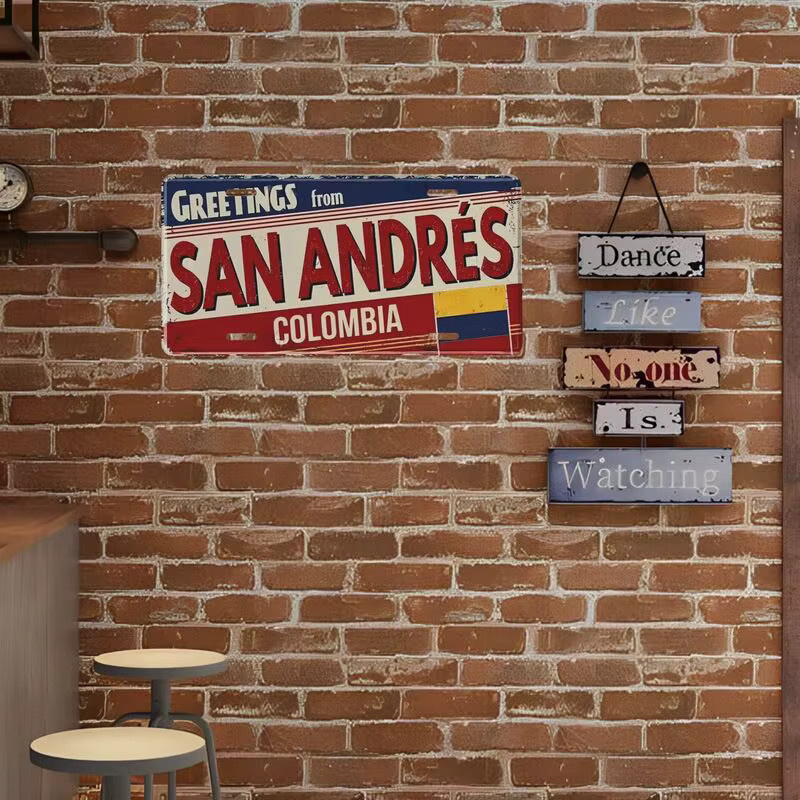 Dekorative Nummernschilder im Vintage-Stil von Colombian San Andreas für Heimdekoration, Bars und Cafés, B/H: 15 x 15 cm - Bild 4