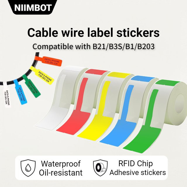 Niimbot Kabel-Etiketten Aufkleber in Rot, kompatibel mit B21, B3S, B1 und B203 - Bild 1