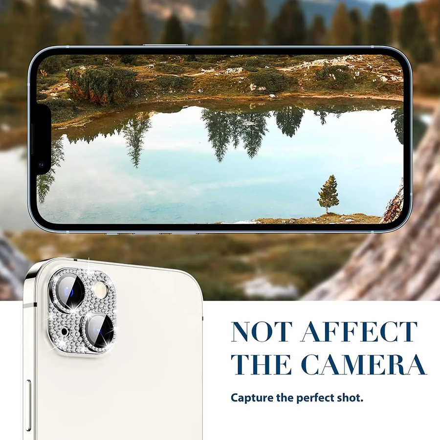 Diamant Kamera Objektiv Schutz Abdeckung für iPhone 14 Plus 13 Pro Max 12 Mini 14 Pro 13 Pro 12 Pro in Silber - Bild 3
