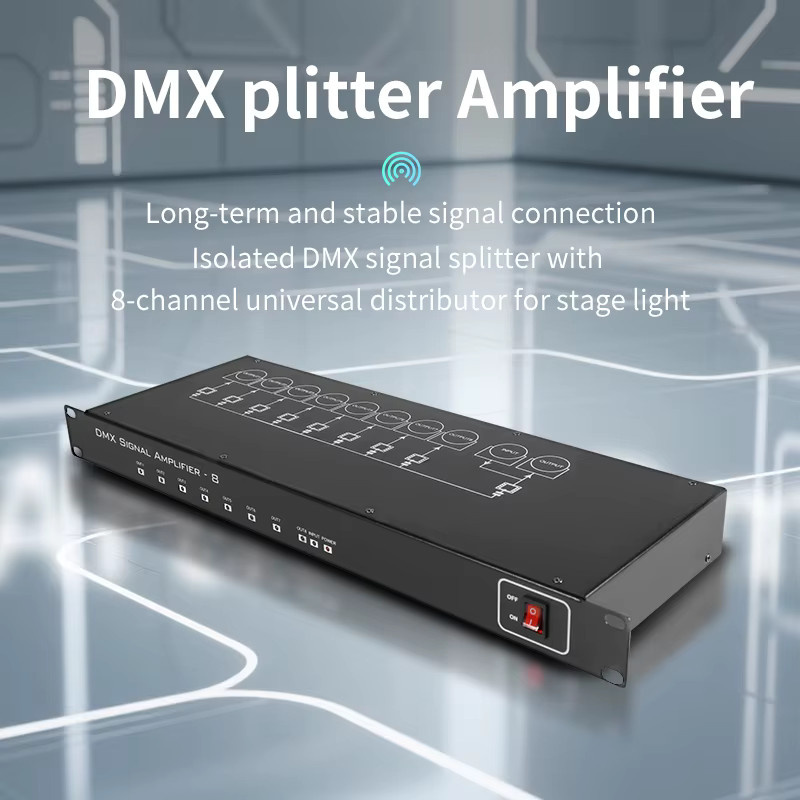 8-Kanal DMX512 Signalverstärker und Signalverteiler für Bühnenbeleuchtung in Schwarz - Bild 4