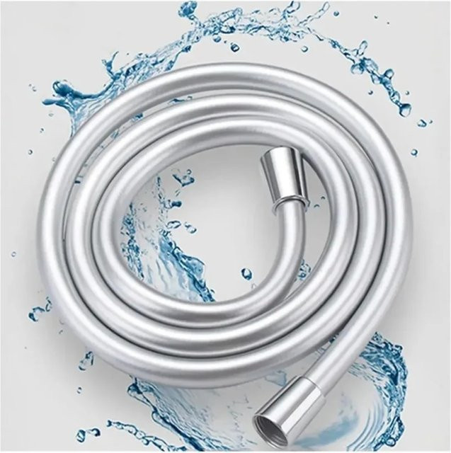 Verdrehsicherer Silikon-Duschschlauch aus PVC in Silber mit Metallrohr-Design - Bild 1