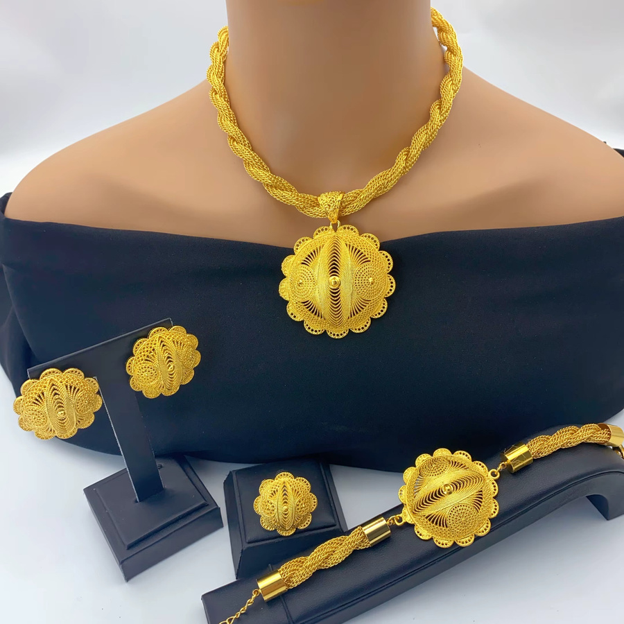 Schmuckset Halskette und Ohrringe, Gold, Damen, Hochzeit - Bild 3
