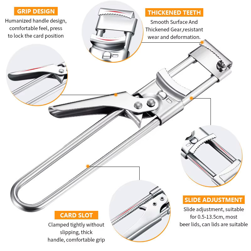 Donirt Multi-Opener verstellbarer Dosen- und Flaschenöffner aus Edelstahl in Silber mit ergonomischem Griff - Bild 5