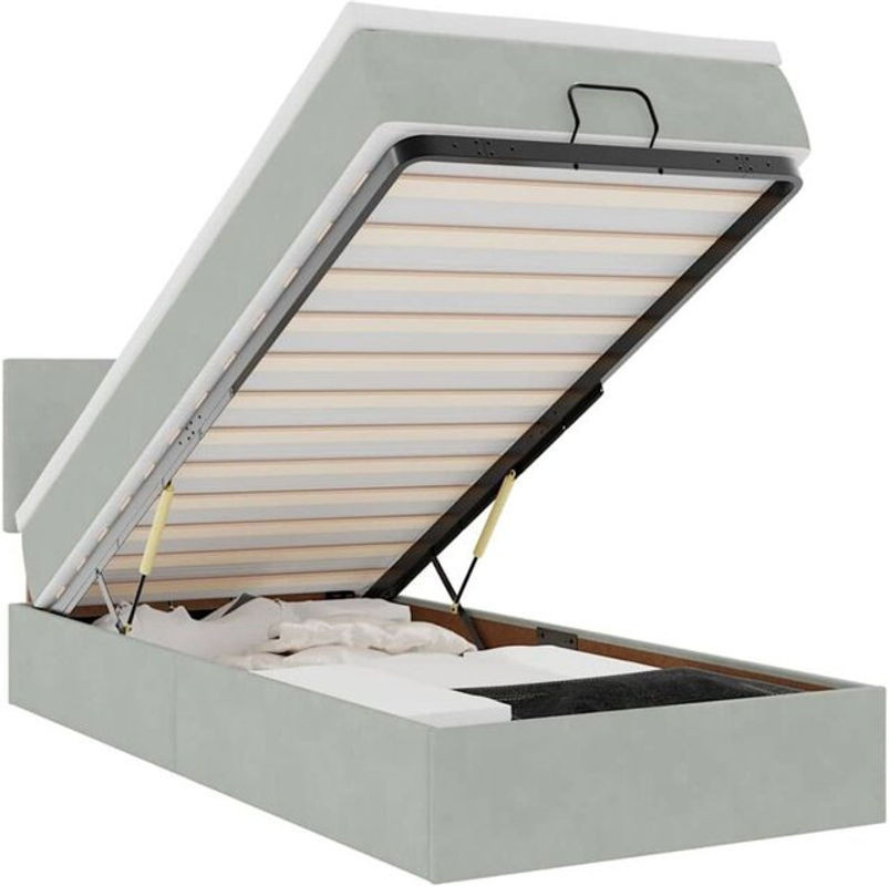 Vidaxl Ottoman Polsterbett mit Matratze aus Samt in Grau B/T/H: 100 x 200 x 88 cm - Bild 1
