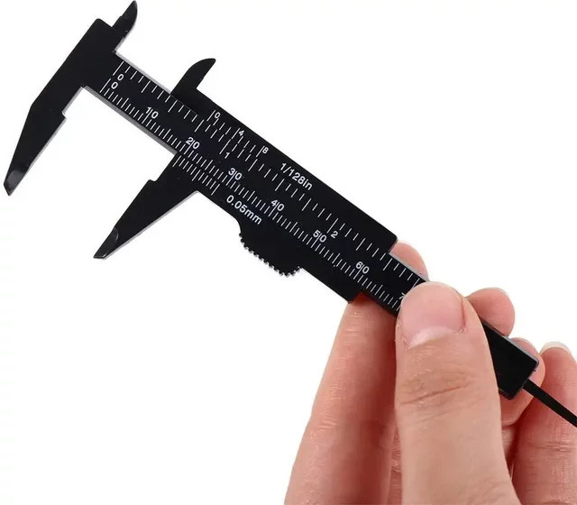 Tragbarer Mini Kunststoff Schiebe-Messschieber mit Doppel-Skala 0-80mm in Weiß - Bild 1