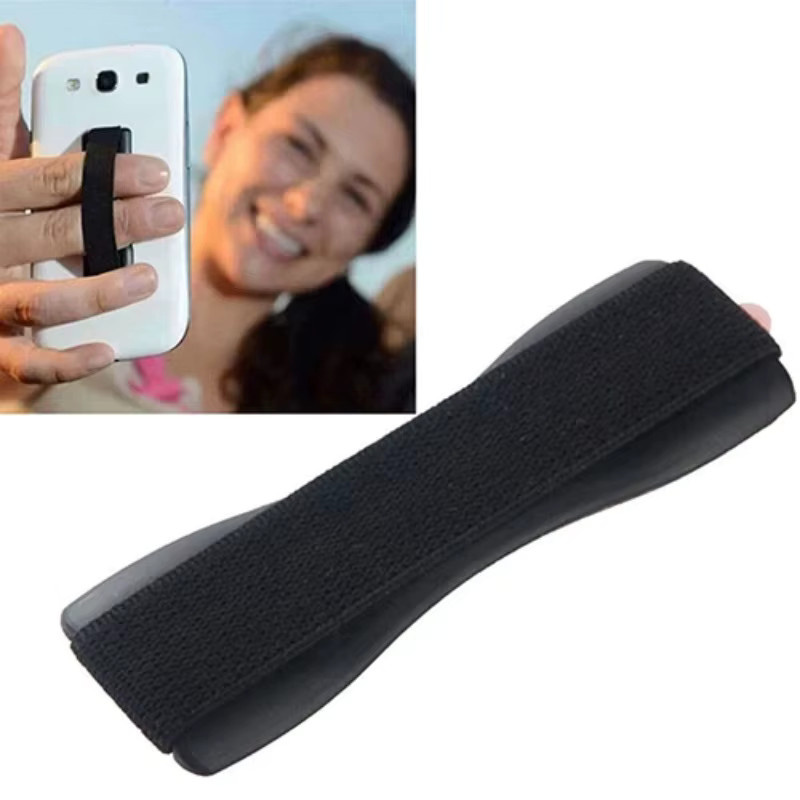 VIKEFON Selbstklebender Fingerring-Telefonhalter in Schwarz, tragbare Mini-Handyhalterung mit elastischem Seil für iPhone, Samsung und Xiaomi - Bild 3