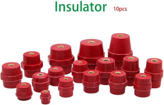 10 Stück Rote Harz-Isolatoren von RIERPSI für Hoch- und Niederspannung, Nullleitungs-Reihenisolator M6 / M8 für Verteilerkästen - Bild 1