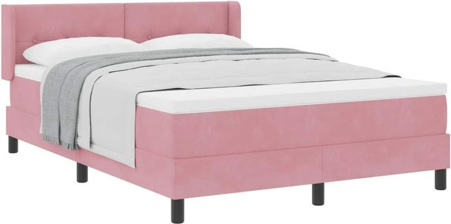 vidaXL Boxspringbett mit Matratze und Kopfteil in Rosa, Samt, B/T/H: 160 x 200 x 280 cm - Bild 1