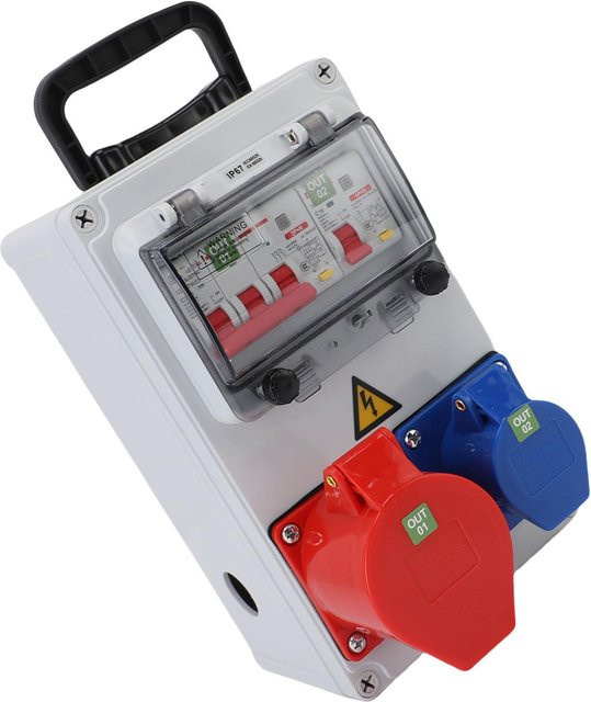 Aimo Industrielle Steckdosenverteilerbox IP44 Wasserdicht Tragbare Elektrische Sicherungssteckdosenbox aus Kunststoff in Weiß B/T/H: 25,0 x 15,0 x 10,0 cm - Bild 1
