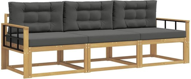vidaXL Outdoor-Sofagarnitur aus Akazienholz mit 3 Sitzmöbeln in Weiß und Anthrazit - Bild 1